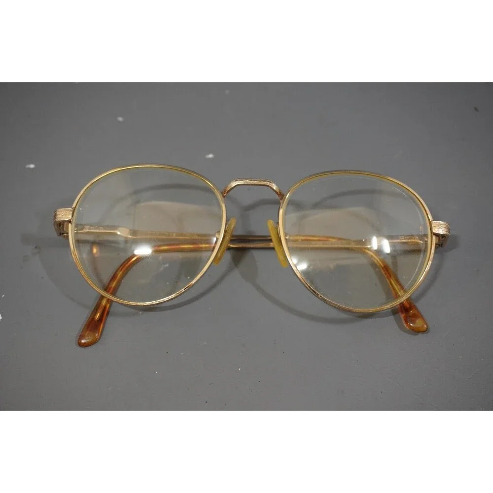 Vintage Polo Ralph Lauren Classic Oval Eyeglasses Engraved Gold Frames Italy Vtg